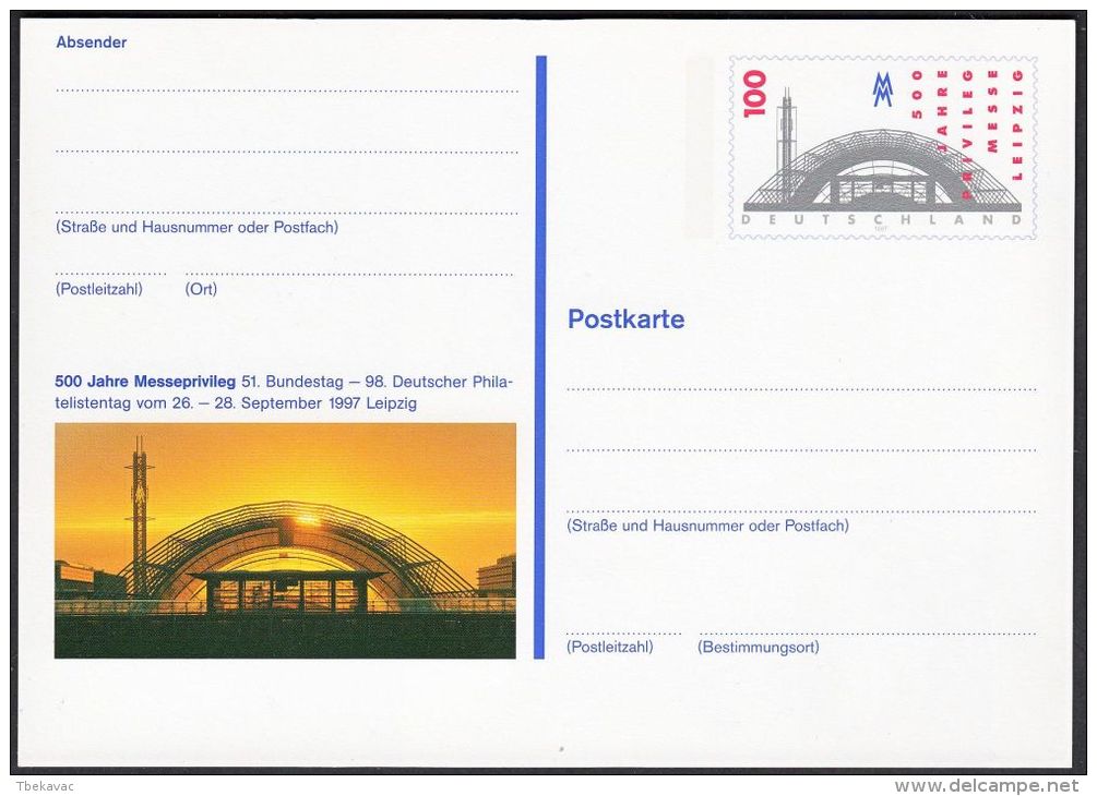 Germany 1997, Illustrated Postal Stationery "Philatelic Exhibition In Leizpig", Ref.bbzg - Geïllustreerde Postkaarten - Ongebruikt
