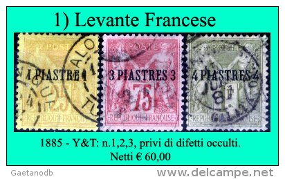 Levante-Francese-01 - 1885 - Y&T: N. 1, 2, 3, - Privi Di Difetti Occulti - - Oblitérés