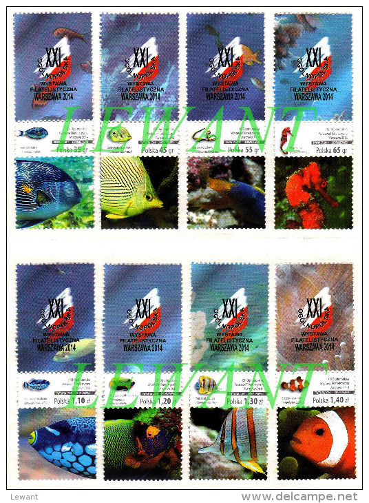 2014.10.10  XXI Warsaw National Philatelic Exhibition - Fishes - Se-tenant Label Type A - Vertical MNH - Ongebruikt