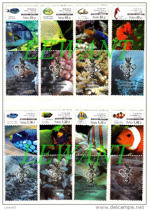 2014.10.10  XXI Warsaw National Philatelic Exhibition - Fishes - Se-tenant Label Type D - Vertical MNH - Neufs