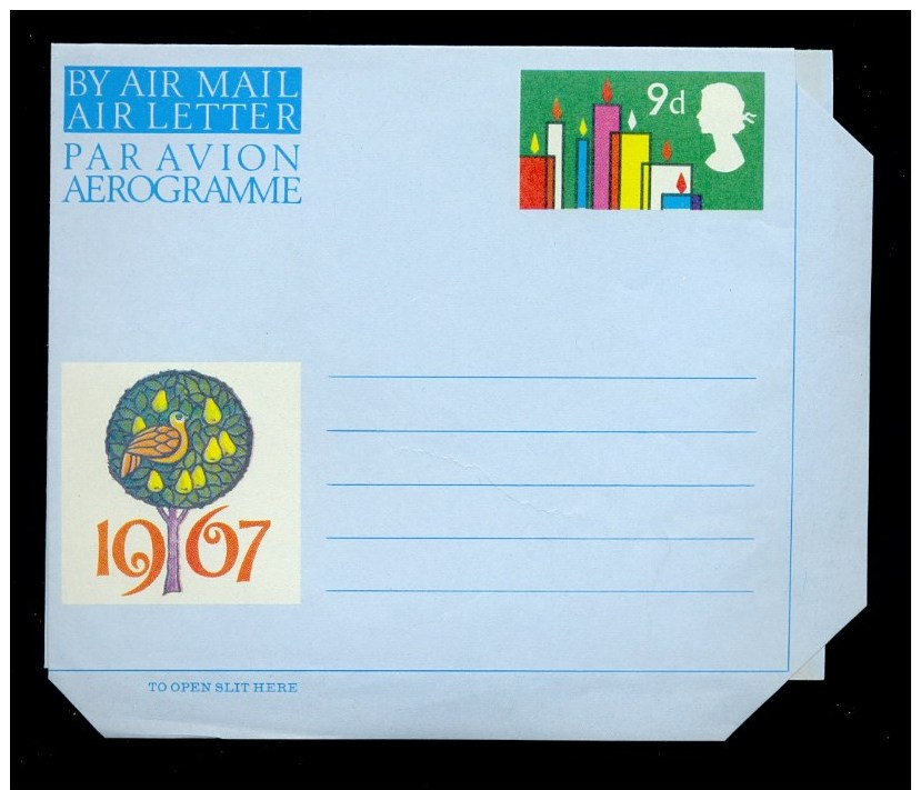 AEROGRAMME AEROGRAM STATIONERY 1967 * UNITED KINGDOM UK GB * CHRISTMAS * MINT - Stamped Stationery, Airletters & Aerogrammes