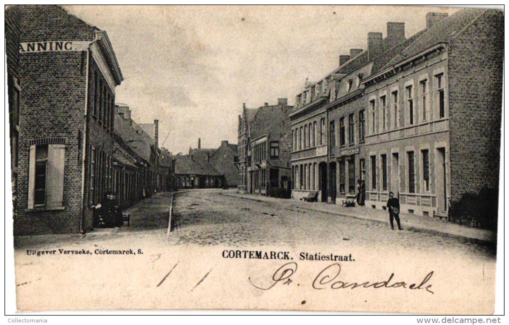 Kortemark     3 CPA Statiestr Afspanning  1903      Markt       Kerk - Kortemark