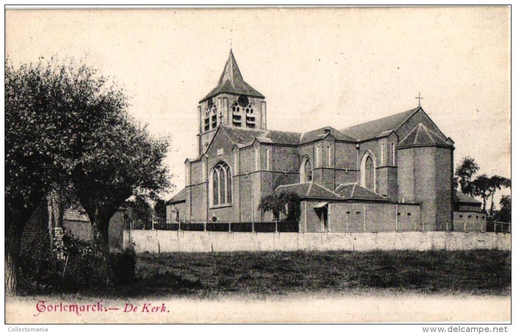 Kortemark     3 CPA Statiestr Afspanning  1903      Markt       Kerk - Kortemark