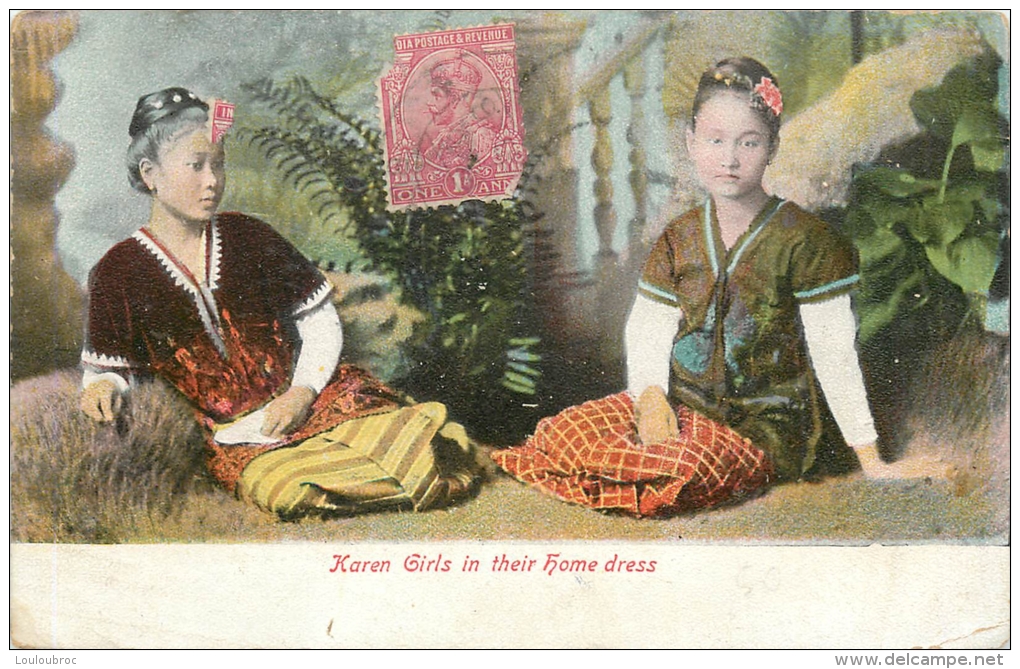 KAREN GIRLS  IN THEIR HOME DRESS - Myanmar (Burma)