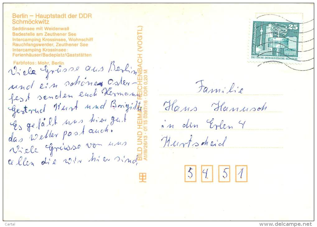 CPM - BERLIN - Hauptstadt Der DDR - Schmöckwitz - Schmöckwitz