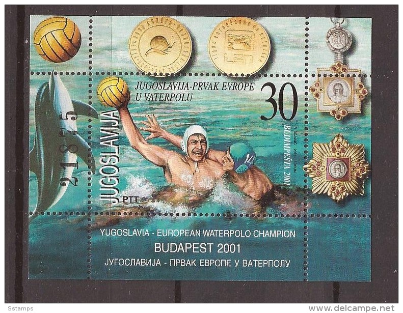 2001 3037  Bl- 51   JUGOSLAVIJA JUGOSLAWIEN JUGOSLAVIA  WASSERBALL WATER POLO EUROPA STEMME    MNH - Water Polo