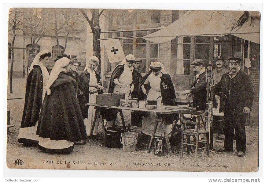 MAISONS ALFORT Crue De La Seine Dames De La Croix Rouge Carte Postale  Red Cross Nurse Original Postcard Cpa (W4_443) - Croce Rossa