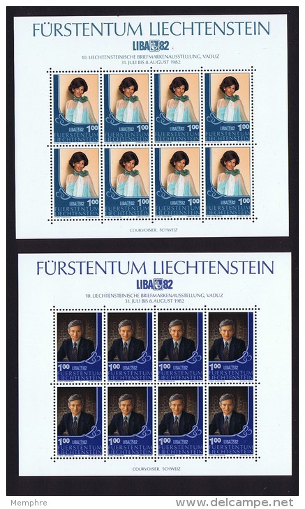 1982  Princesse Marie Aglae Et Prince Hans Adam  LIBA'82  Feuillet De 8 Timbres Michel 797-8 ** - Blocs & Feuillets