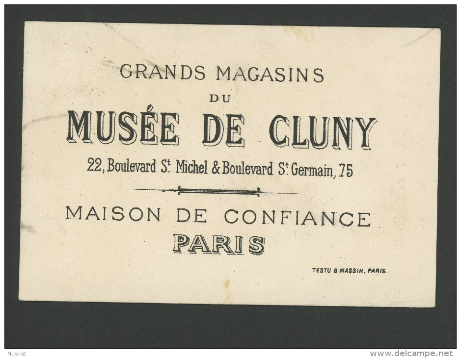 Paris, Au Musée De Cluny, Chromo Lith. Testu & Massin Fillettes, Chansons Populaires, Cadet Roussel - Autres & Non Classés