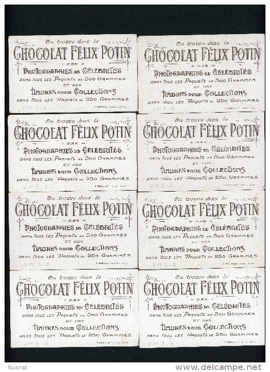 Chocolat Félix Potin, Lot De 8 Chromos Lith. J. Minot VM2-2, Le Théâtre à Travers Les âges - Other & Unclassified