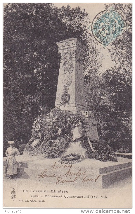 Cp , MILITARIA , TOUL , Monument Commémoratif (1870-71) - Monumenti Ai Caduti