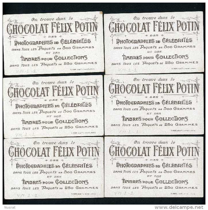 Chocolat Félix Potin, Lot De 6 Chromos Lith. J. Minot VM2-2, Le Théâtre à Travers Les âges - Other & Unclassified