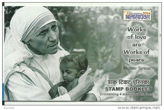 Mother Teresa, Booklet,carnet, India, Nobel Prize,women On Stamp,social Worker,India 2014 - Mother Teresa