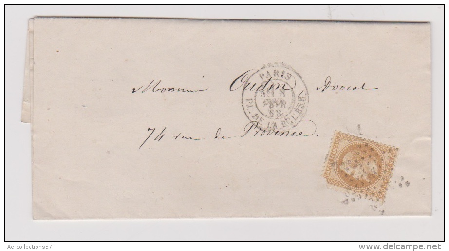 Lettre Pour   Paris    --  8 Fev 1868  --  Cachet étoile N 1 - 1849-1876: Classic Period