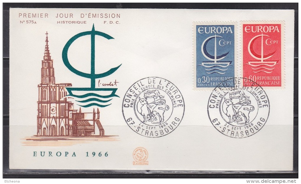 Enveloppe 1er Jour Europa France N°1490 & 1491 Strasbourg 24.9.66 Conseil De L'Europe, Prix De L'Europe Des Communes - 1966