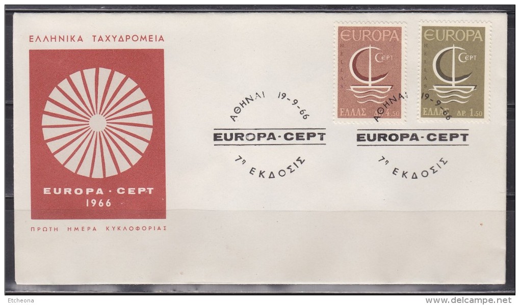 Enveloppe 1er Jour Europa Grèce N°897 & 898 Le 19.9.66 - 1966