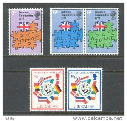 1973 GREAT BRITAIN & GIBRALTAR EUROPEAN COMMUNITY MEMBERSHIP SETS MNH ** - EU-Organe