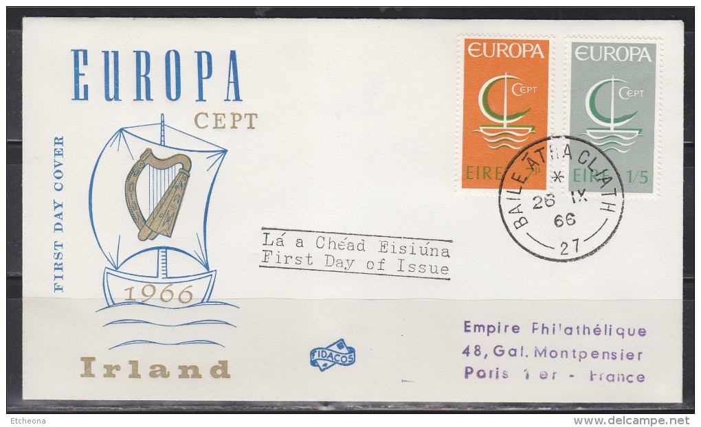 Enveloppe 1er Jour Europa Irlande N°187 & 188 Le 26.9.66 (Eire) - 1966