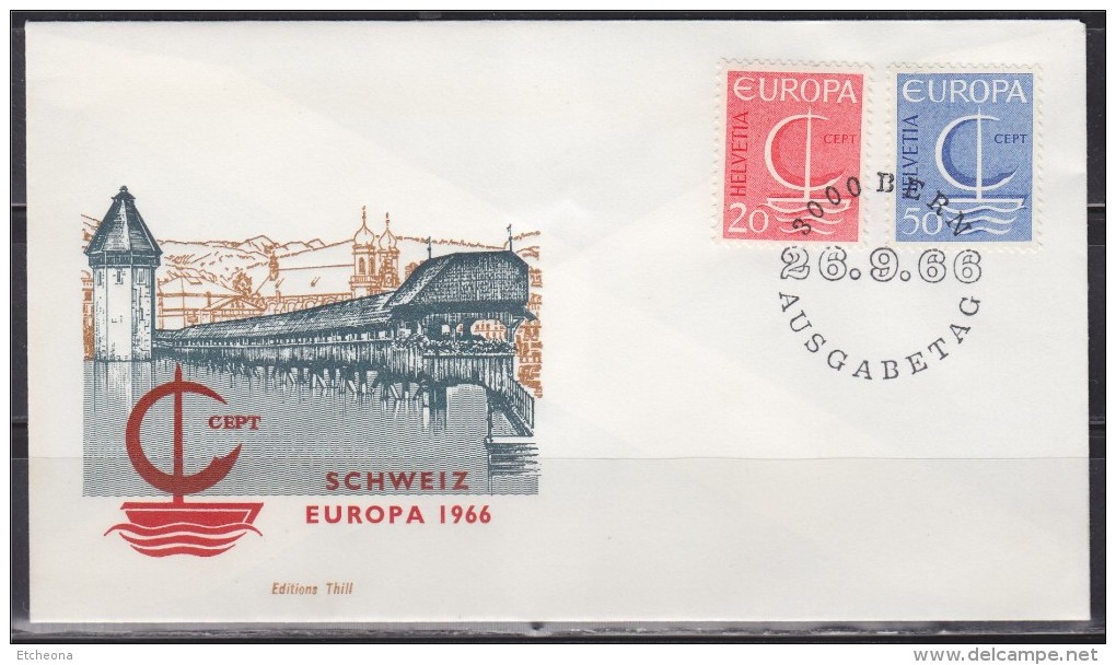 = Enveloppe 1er Jour Europa Suisse N°776 & 777 Le 26.9.66 (Helvetia) - 1966