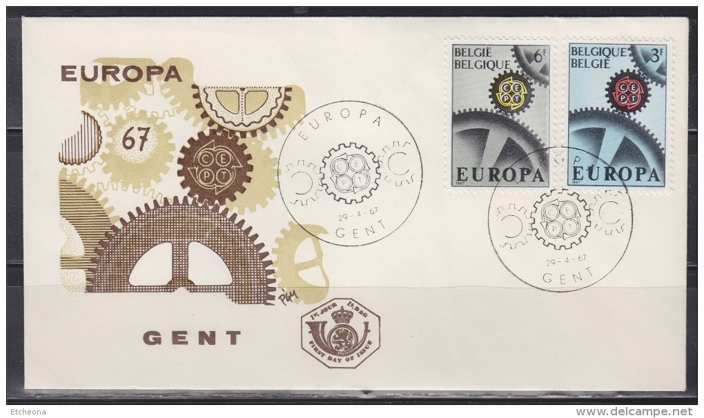 = Enveloppe 1er Jour Europa Belgique N°1415 & 1416 Gent Le 29.4.1967 (België) - 1967