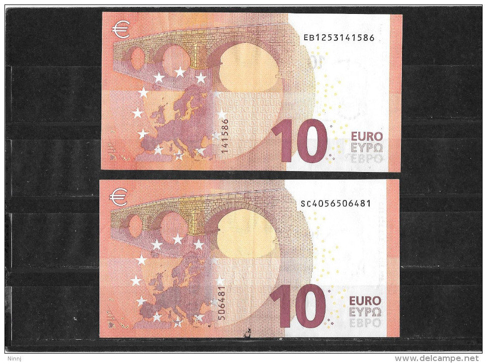 Italia 2014 DUE Nuove Banconote Emesse Dalla Banca D´Italia Da €. 10 Circolate Nuove E Integre - 10 Euro