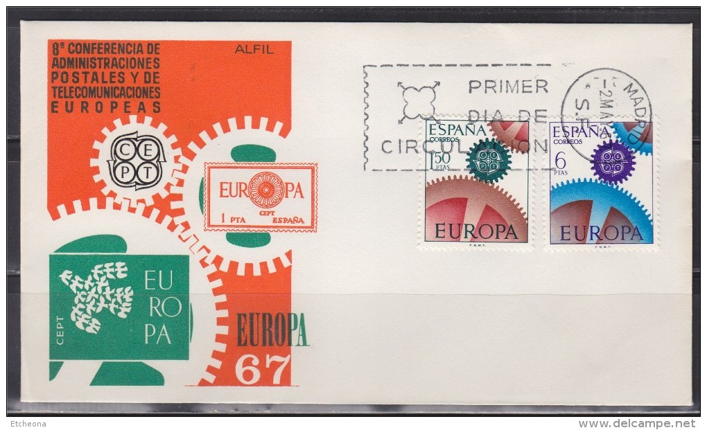 = Enveloppe 1er Jour Europa Espagne N°1448 & 1449 Madrid Le 2.5.1967 (España) - 1967