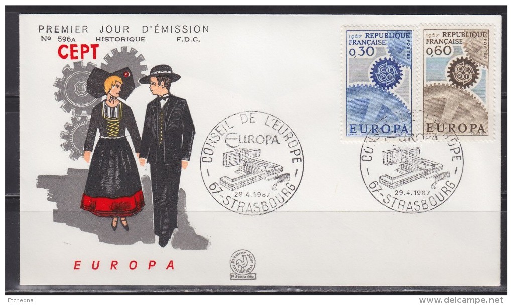 = Enveloppe 1er Jour Europa France N°1521 & 1522 Strasbourg Le 29.4.1967 Conseil De L'Europe - 1967