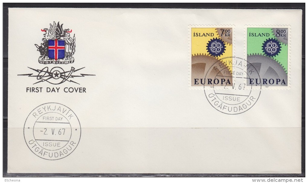 = Enveloppe 1er Jour Europa Islande N° 364 & 365 Reykjavik Le 2.5.1967 (Island) - 1967