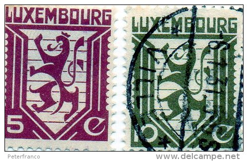 B - 1930 Lussemburgo - Stemma (5 C. Nuovo Linguellato) - Gebruikt