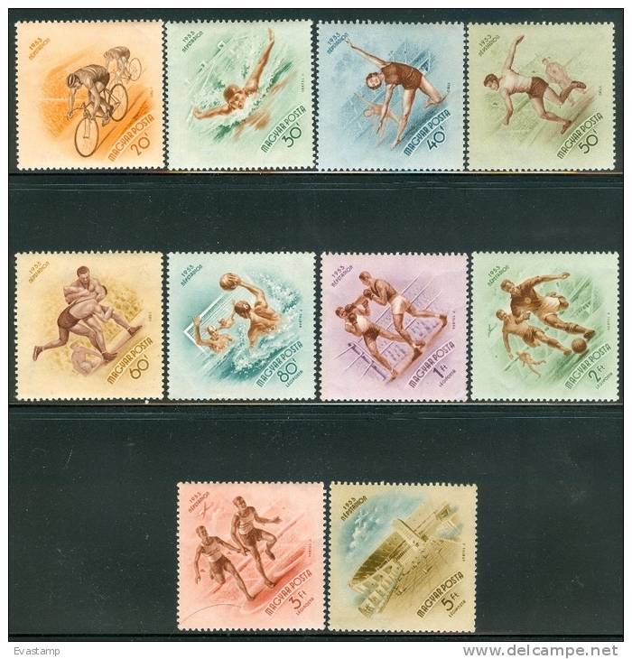 HUNGARY-1953. AIR - Sport - People´s Stadium/Wrestling,Box,Soccer,Swimming Cpl.Set MNH!! Mi 1320-1329 - Unused Stamps