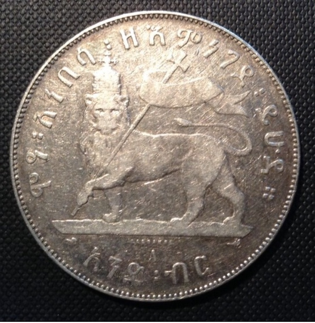 Ethiopia Manelik II 1889 - 1913, Birr 1889A, KM 5  VF (Ethiopie Monnaie D' Argent, Silver Coin) - Ethiopie