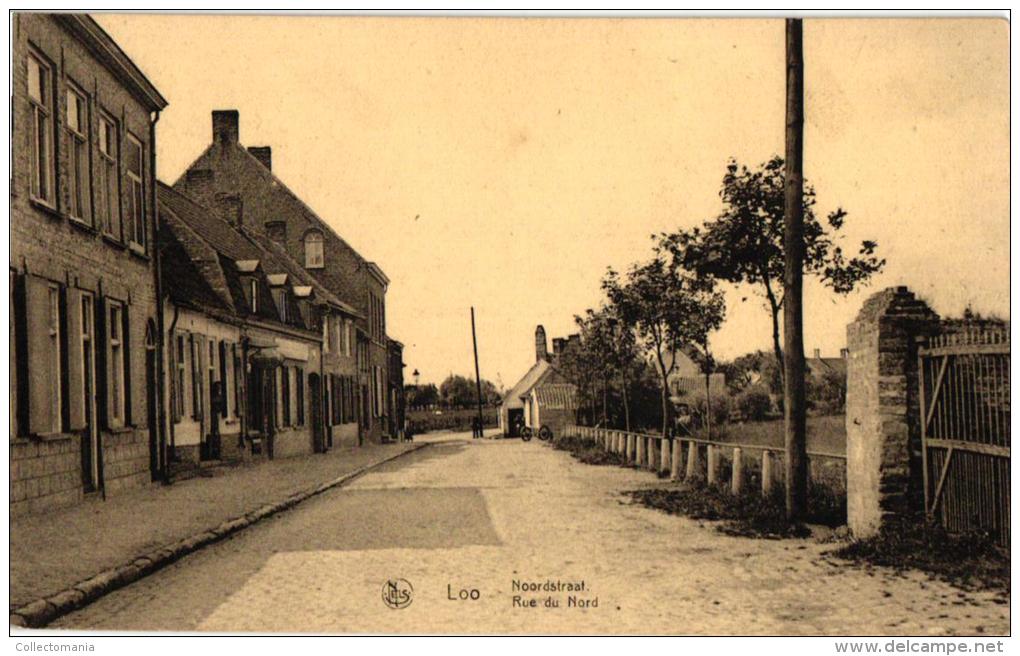 Loo 4 CPA Noordstr   Molen    Marktplaats  Kiosk    Kerkhof - Lo-Reninge