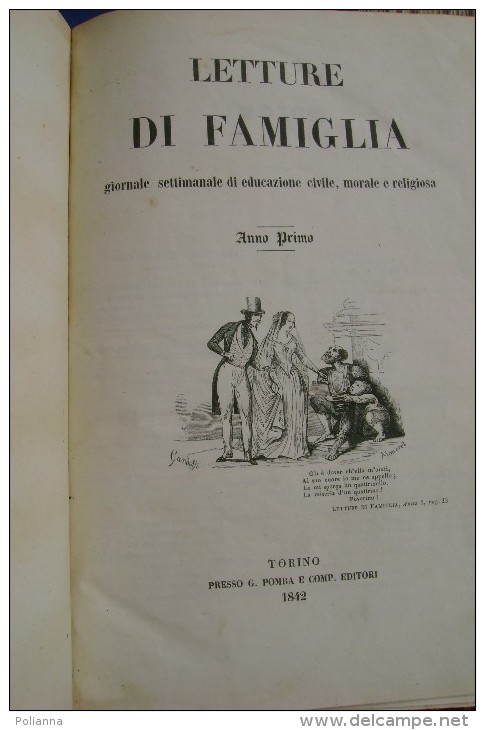 PGB/27 4 Volumi LETTURE DI FAMIGLIA G.Pomba Ed.1842-43-45-46/GIORNALE EDUCAZIONE CIVILE - Old