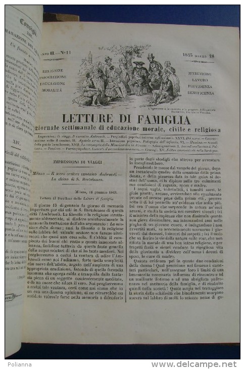 PGB/27 4 Volumi LETTURE DI FAMIGLIA G.Pomba Ed.1842-43-45-46/GIORNALE EDUCAZIONE CIVILE - Antiguos