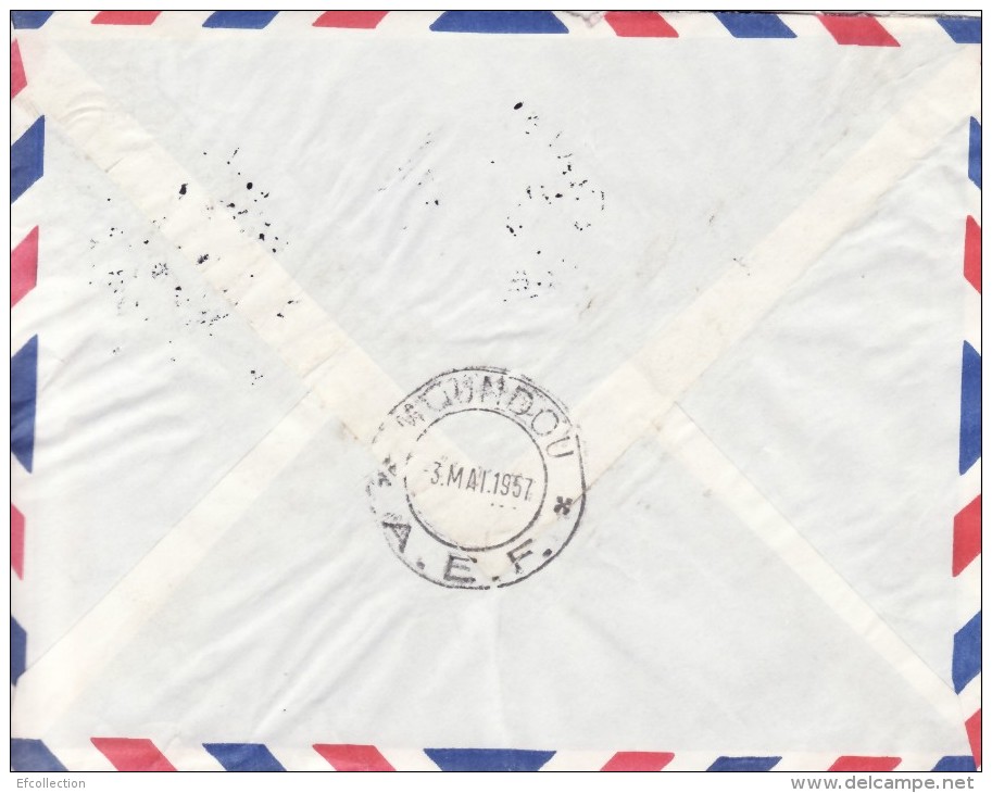 BAIBOKOU TCHAD AFRIQUE COLONIE FRANÇAISE LETTRE AVION VIA FRANCE CHUTES USINE BOALI CAFE TIMBRE CAD MARCOPHILIE 2 SCANS - Storia Postale