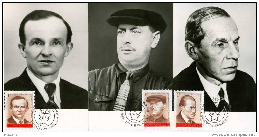 HUNGARY - 1976.Maximum Card - Hungarian Labor Leaders Cpl.Set Mi:3144-3146. - Maximum Cards & Covers