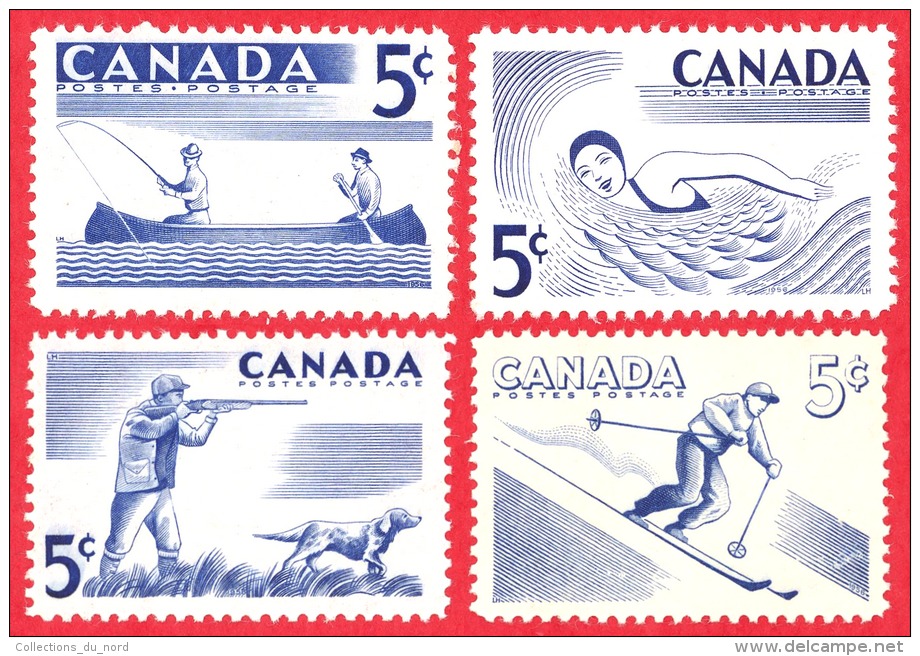 Canada #  365 To 368 (set Of 4) - 5 Cents - Mint N/H - Dated  1957 - Sports / Sports - Ongebruikt