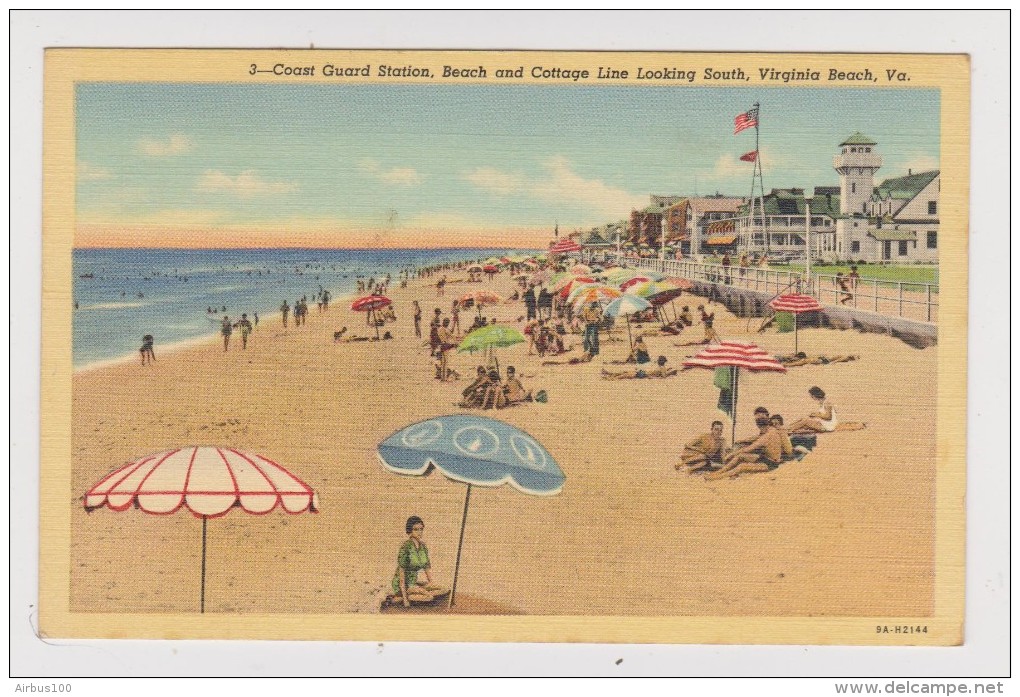 USA - COAST GUARD STATION BEACH AND COTTAGE LINE LOOKING SOUTH VIRGINIA BEACH - NON CIRCULÉE - 2 Scans - - Virginia Beach