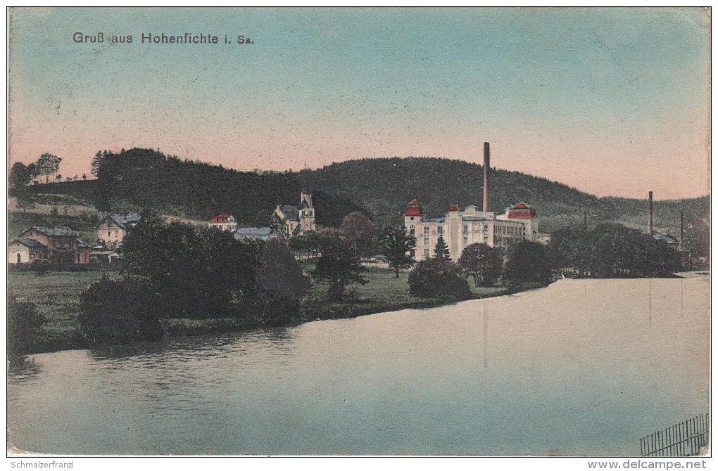 AK Hohenfichte Fabrik Baumwollspinnerei Bahnhof ? Bei Leubsdorf Augustusburg Flöha Borstendorf Oederan Grünhainichen - Floeha