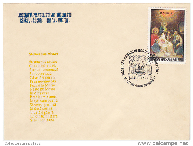 4563- CHRISTMAS, JESUS' BIRTH, BIBLE SCENE, SPECIAL COVER, 1991, ROMANIA - Briefe U. Dokumente