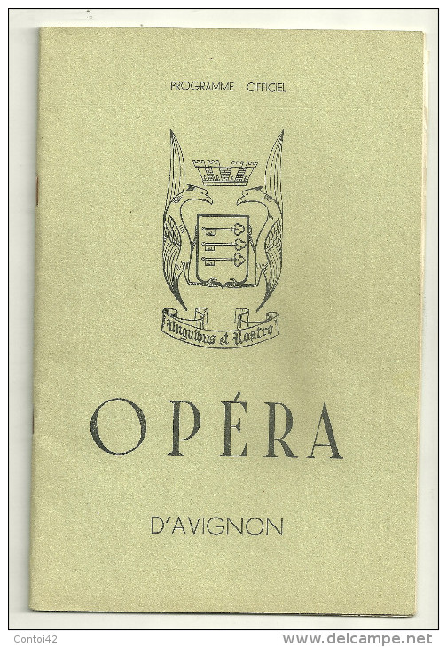 84 AVIGNON PROGRAMME OPERA THEATRE MUNICIPAL MUSIQUE ARTISTES OPERETTE PUBLICITES VAUCLUSE - Programmes