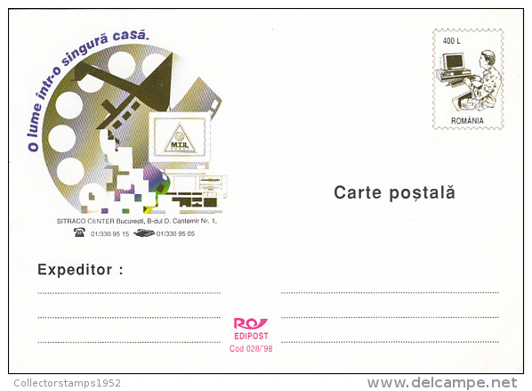 4650- COMPUTERS, INTERNET, POSTCARD STATIONERY, 1998, ROMANIA - Informatique