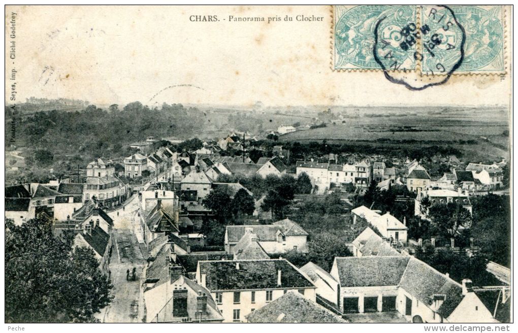N°40283 -cpa Chars -panorama Pris Du Clocher- - Chars
