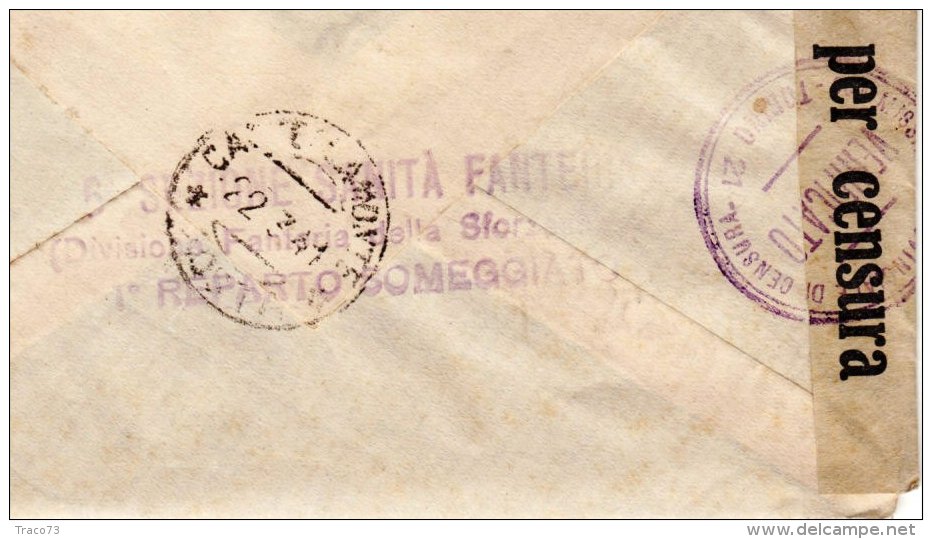 6^ SEZIONE SANITA'  FANTERIA - P.M. 69 /  CASTELLAMONTE  - CENSURA - Cover _ Lettera  17.3.1941(scritto All'interno) - Storia Postale