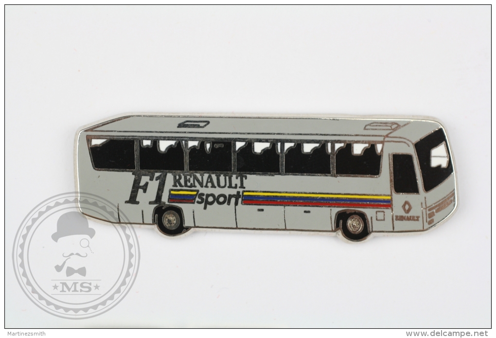 Rare Collectible Renault F1 Sport Bus -Grey Colour, Signed Cyber- Pin Badge #PLS - F1