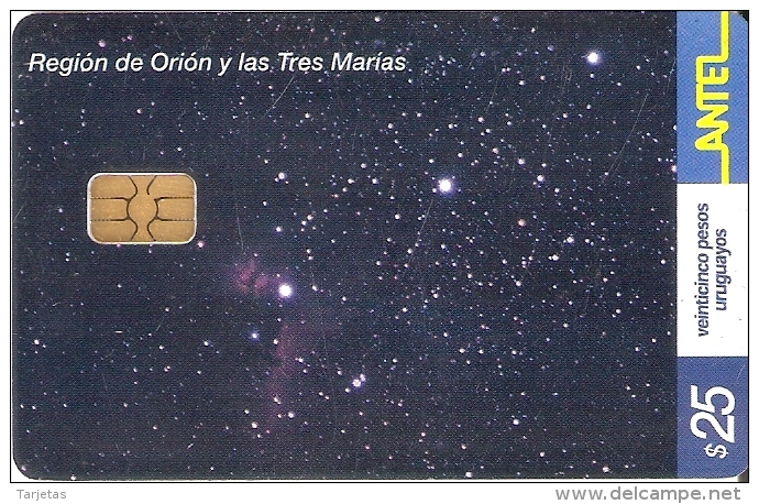 Nº 260 TARJETA DE URUGUAY DE ORION Y LAS TRES MARIAS - Astronomy