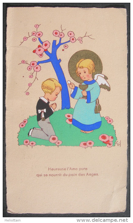 Années 1940 - IMAGE PIEUSE POUR ENFANT Illustration Par GIL - HEUREUSE L'AME PUR : HOLY CARD - SANTINI - Imágenes Religiosas