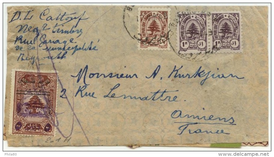 Lettre Cartonnée Datée Du 17 Aout 1948 De Beyrouth Avec N°201h (maury) Pour Amiens (France) - Covers & Documents