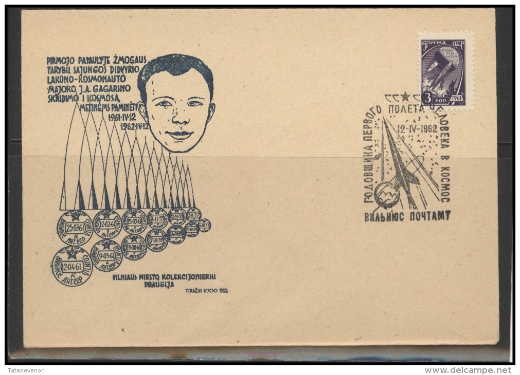 RUSSIA USSR Private Envelope LITHUANIA VILNIUS VNO-klub-021 Space Exploration Gagarin Anniversary - Locales & Privées