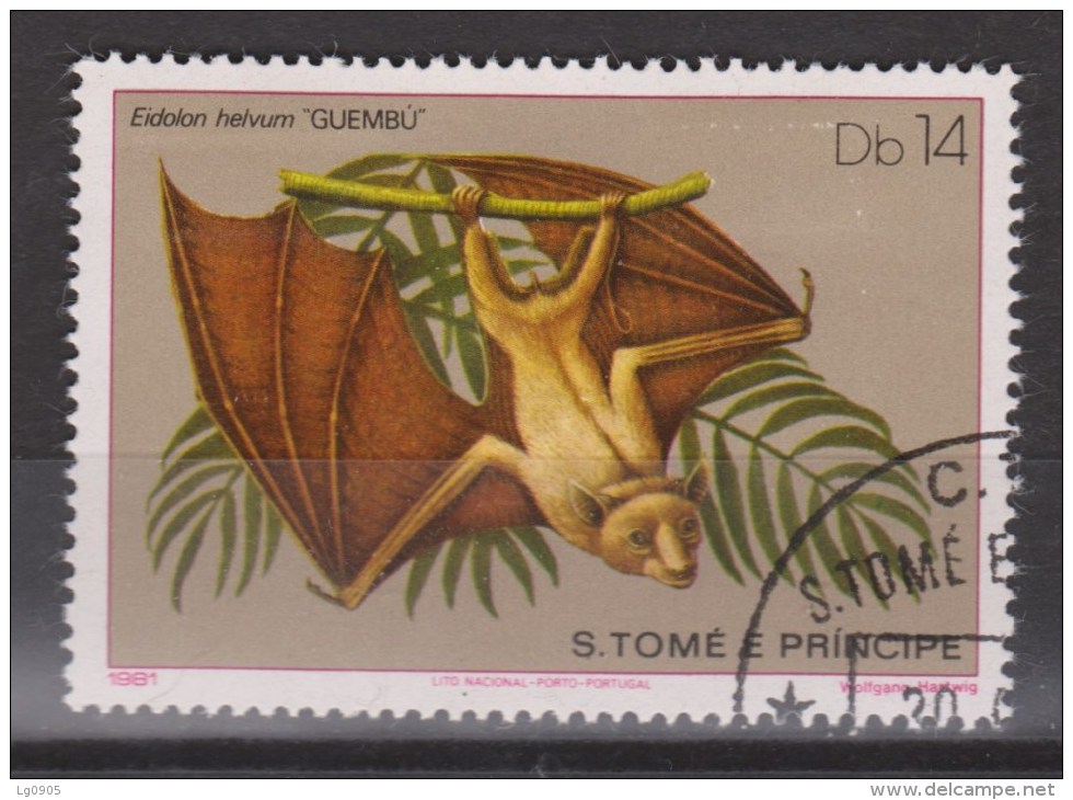 S Tome E Principe Gestempeld, Used ; Vleermuis, Chauve-souris, Murcielago, Fledermause, Bat - Vleermuizen